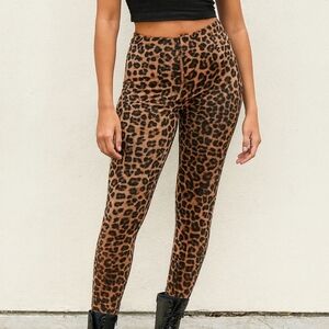 Good American Jeans Good Waist  Lepord Print Women's Size 2 / 26 Brown